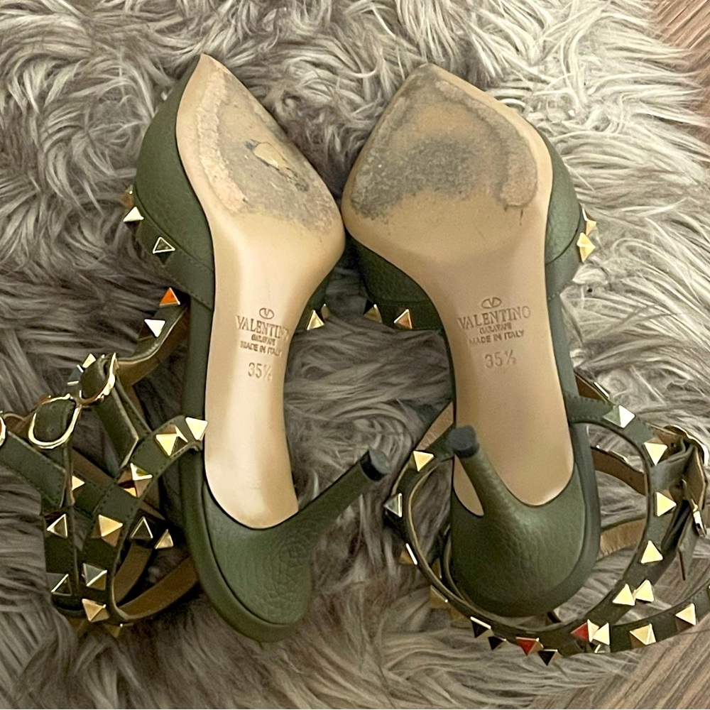 Valentino Rockstud Calfskin Ankle-Strap Pumps - Picture 6 of 7